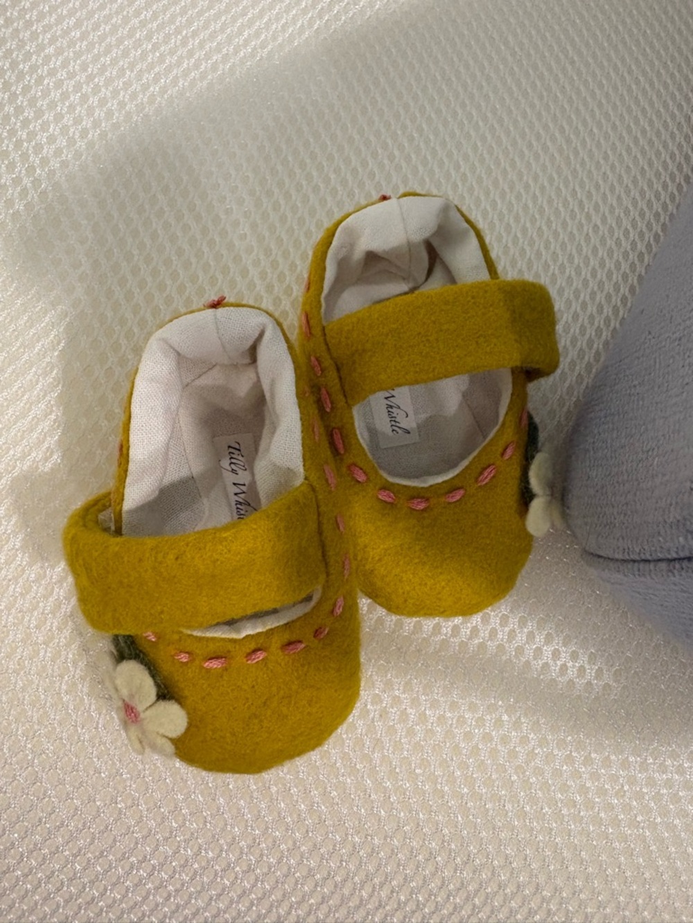 Kids' Mustard Wool Mary Jane Shoes